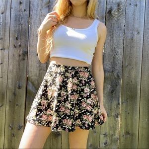 Forever 21 Black Floral Print Skater Skirt